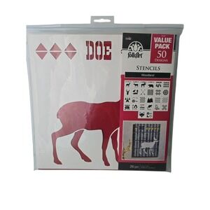 PLAID FolkArt Woodland Stencils Value Pack 50 Designs for Crafts & Decor